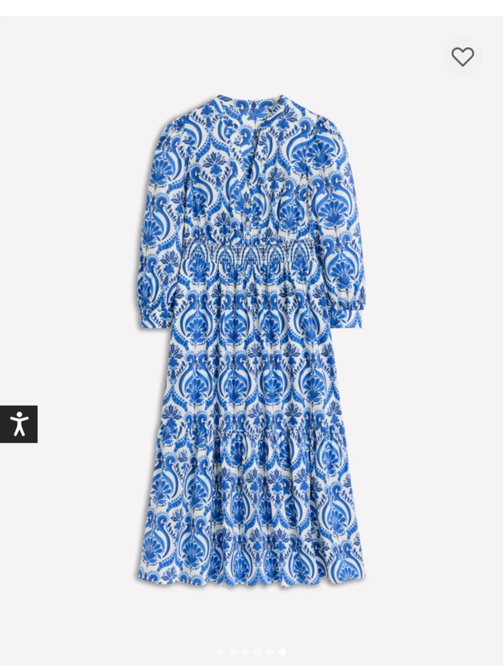 Boden Blue & White Printed Tiered Midi Dress Size 4
